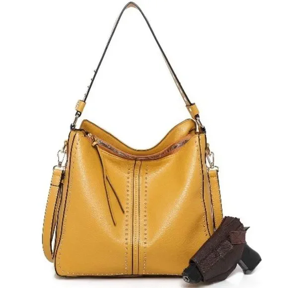 New GLA Leather Shoulder Bag-Mustard Yellow - Picture 2 of 7